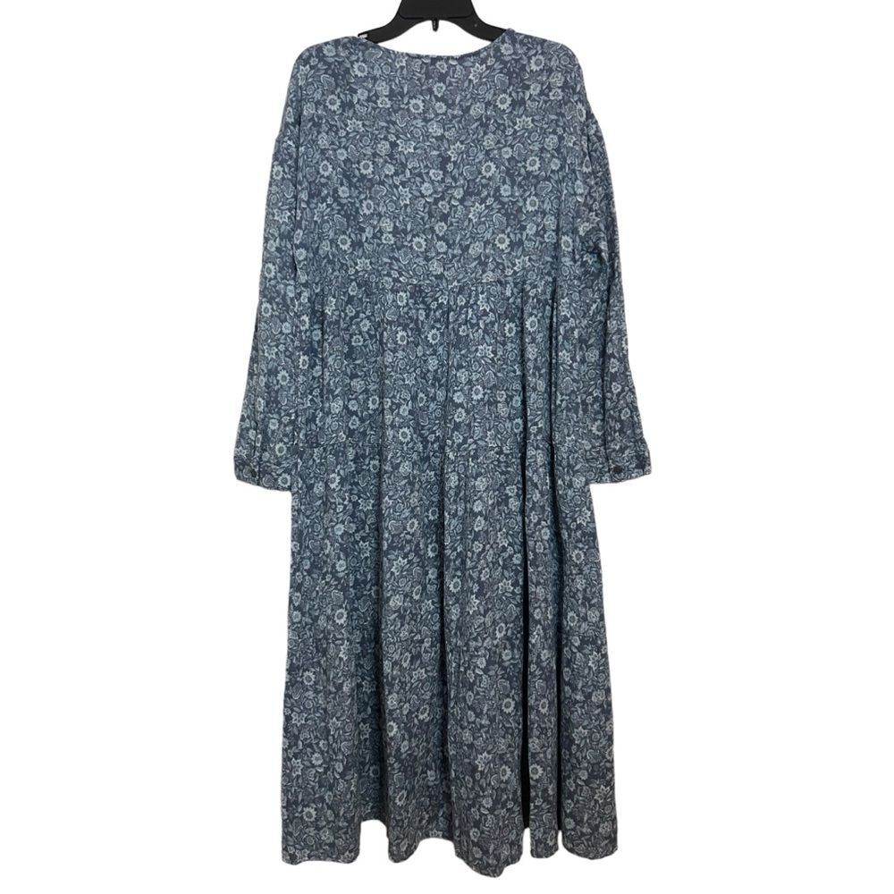 WONDERLY NWT Blue Floral Long Sleeve V-Neck Maxi Dress PXL - Picture 6 of 13
